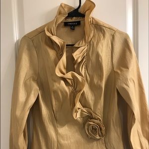 Chetta B gold blouse with ruffles